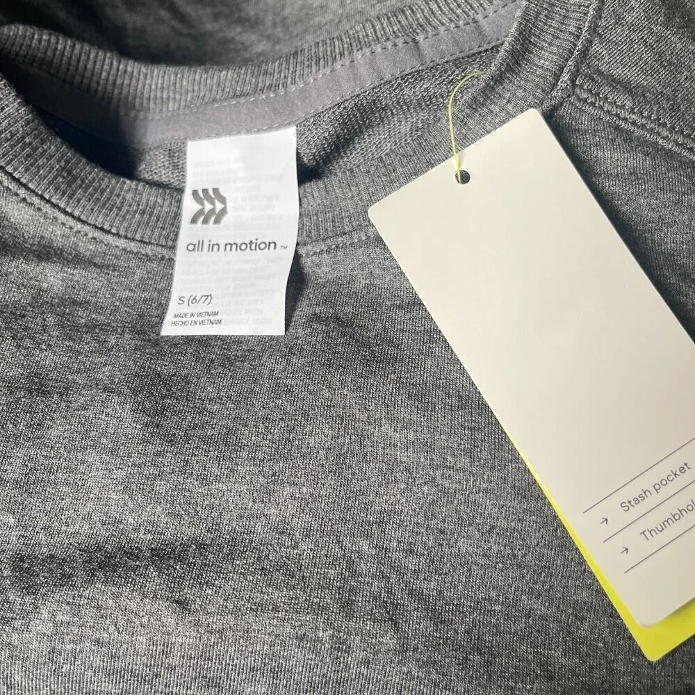 Charcoal Heather Long Sleeve Sweatshirt for Women, Model & Spandexes'S(6/7), NWT